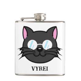 Dunkle Katze Schwarze Katze Gray Cat Tragen Brille Flachmann