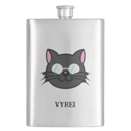 Dunkle Katze Schwarze Katze Gray Cat Tragen Brille Flachmann