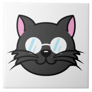 Dunkle Katze Schwarze Katze Gray Cat Tragen Brille Fliese
