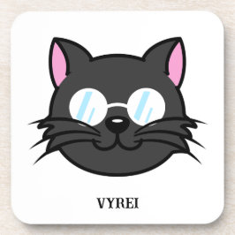 Dunkle Katze Schwarze Katze Gray Cat Tragen Brille Getränkeuntersetzer