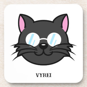 Dunkle Katze Schwarze Katze Gray Cat Tragen Brille Getränkeuntersetzer