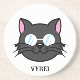 Dunkle Katze Schwarze Katze Gray Cat Tragen Brille Getränkeuntersetzer