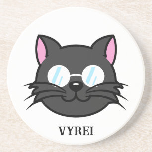 Dunkle Katze Schwarze Katze Gray Cat Tragen Brille Getränkeuntersetzer