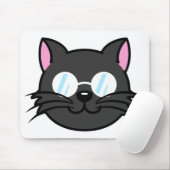 Dunkle Katze Schwarze Katze Gray Cat Tragen Brille Mousepad (Mit Mouse)