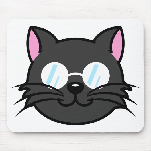 Dunkle Katze Schwarze Katze Gray Cat Tragen Brille Mousepad (Vorne)