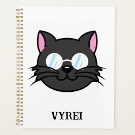 Dunkle Katze Schwarze Katze Gray Cat Tragen Brille Planer