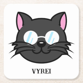 Dunkle Katze Schwarze Katze Gray Cat Tragen Brille Rechteckiger Pappuntersetzer