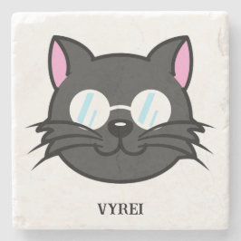 Dunkle Katze Schwarze Katze Gray Cat Tragen Brille Steinuntersetzer