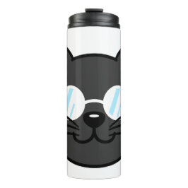 Dunkle Katze Schwarze Katze Gray Cat Tragen Brille Thermosbecher