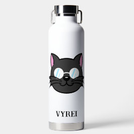 Dunkle Katze Schwarze Katze Gray Cat Tragen Brille Trinkflasche
