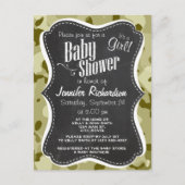 Dunkle Khaki-Camouflage; Retro-Chalkboard-Look Einladungspostkarte (Vorderseite)