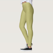 Dunkle Khaki-Farbe einfarbig schlicht Leggings (Links)