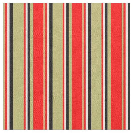 Dunkle Khaki, Rot, Beige und Schwarz Farbmuster Stoff (Nahaufnahme)