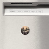 Dunkle Kiefern auf einer schieren Klippe mit grau  Magnet (In Situ (Geschirrspüler))