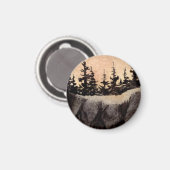 Dunkle Kiefern auf einer schieren Klippe mit grau  Magnet (Vorderseite/Rückseite)