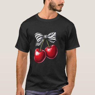 Dunkle Kirsch-Zebra-Band-Schleife Coquette Ästheti T-Shirt