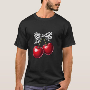 Dunkle Kirsch-Zebra-Band-Schleife Coquette-Ästheti T-Shirt