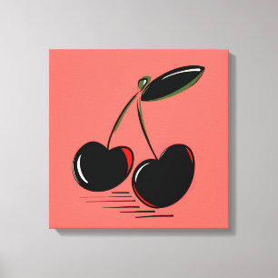 Dunkle Kirschen – Minimale Grafik Kunst Leinwanddruck