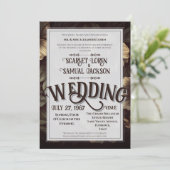 Dunkle klassische Retro-Eleganz Luxus-Hochzeit Einladung (Stehend Vorderseite)