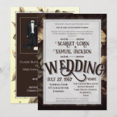 Dunkle klassische Retro-Eleganz Luxus-Hochzeit Einladung (Vorne/Hinten)