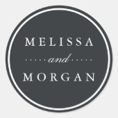 Dunkle Kohle und Personalisierte Hochzeit Runder Aufkleber (Vorderseite)