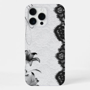 Dunkle Kokette Blumen-Spitze iPhone 16 Pro Max Hülle