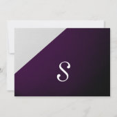 Dunkle Königliche Lila Kontur in Grau Gradient Einladung (Rückseite)