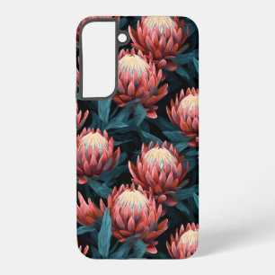 Dunkle Koralle Fette Protea Blumen Tough Samsung Galaxy Hülle