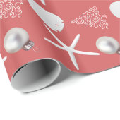 Dunkle Koralle Pink Tropischen Weihnachtswrapping Geschenkpapier (Rolleneckpunkt)
