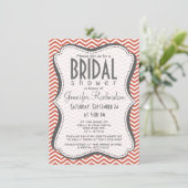 Dunkle Koralle Zickzack Einladung (Stehend Vorderseite)