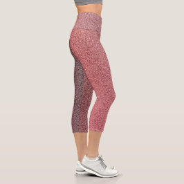 Dunkle Korallen Gradient Glitzer Capri Leggings