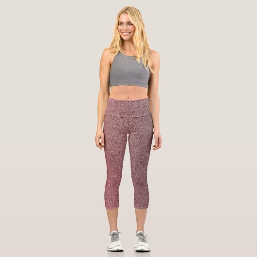 Dunkle Korallen Gradient Glitzer Capri Leggings (Vorderseite)