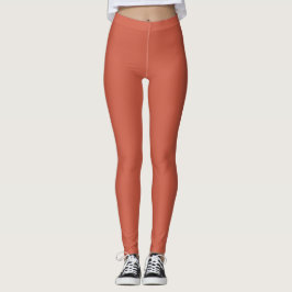 Dunkle Korallenfarbe Einfarbig Schlicht Leggings