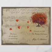 Dunkle Korallenherzblatt-Baum-Hochzeitsprogramm (Vorderseite)