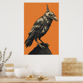 Dunkle Krähe auf gezacktem Felsen sitzend Poster (Küche)