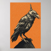 Dunkle Krähe auf gezacktem Felsen sitzend Poster (Vorne)
