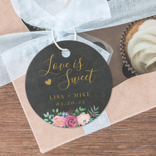 Dunkle Kreide und Blumige Liebe ist süße Hochzeit Geschenkanhänger