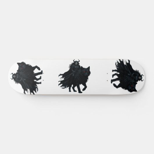 Dunkle Kriegerin auf Höllenwolf Skateboard (Horizontal)