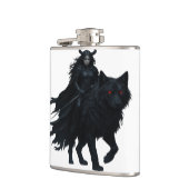 Dunkle Kriegerin auf Schattenwolf – Mystisches Fan Flachmann (Links)