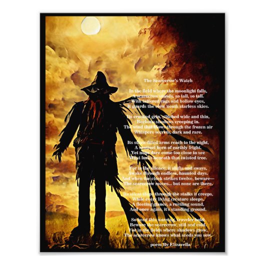 dunkle Kunst und Gedicht Creepy Scarecrow Horror A Fotodruck (Vorne)