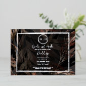 Dunkle Kupfer Brown Bronze Botanische Hochzeit Sil Folieneinladung (Stehend vorne)