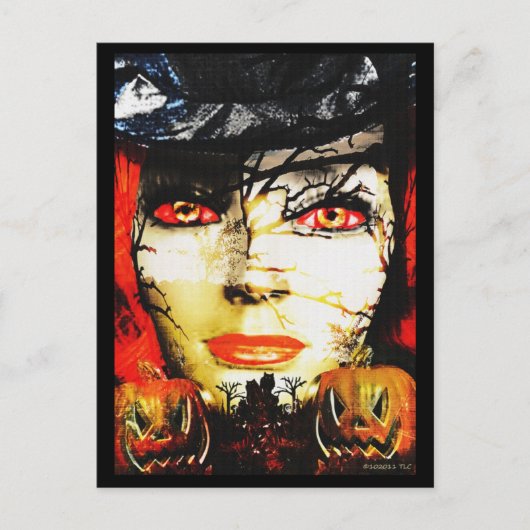 Dunkle Lady von Halloween Postkarte (Vorderseite)