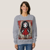 Dunkle Laune – Blasses Mädchen in Scharlachrot Sweatshirt (Vorne ganz)
