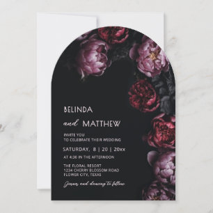 Dunkle, launische 3D-Blumen-Hochzeitseinladung Einladung