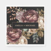 Dunkle launische Aquarellblume Herbst Winterhochze Serviette (Vorderseite)