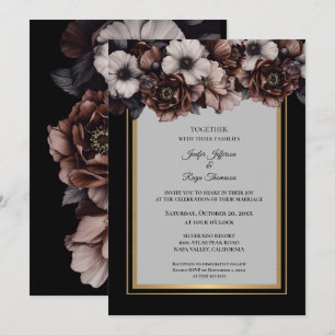 Dunkle, launische Blumen Foto-Gotische Hochzeitsei Einladung