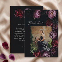 Dunkle, launische Floral-Hochzeits-Dankeschön