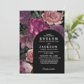 Dunkle launische Schwarze Hochzeit in Watercolor Einladung (Stehend Vorderseite)