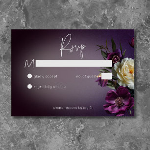 Dunkle, launische violette Lavendel-Blumen Modern RSVP Karte