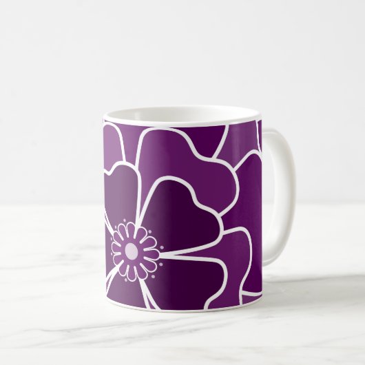 Dunkle lila abstrakte Blume Kaffeetasse (VorderseiteRechts)